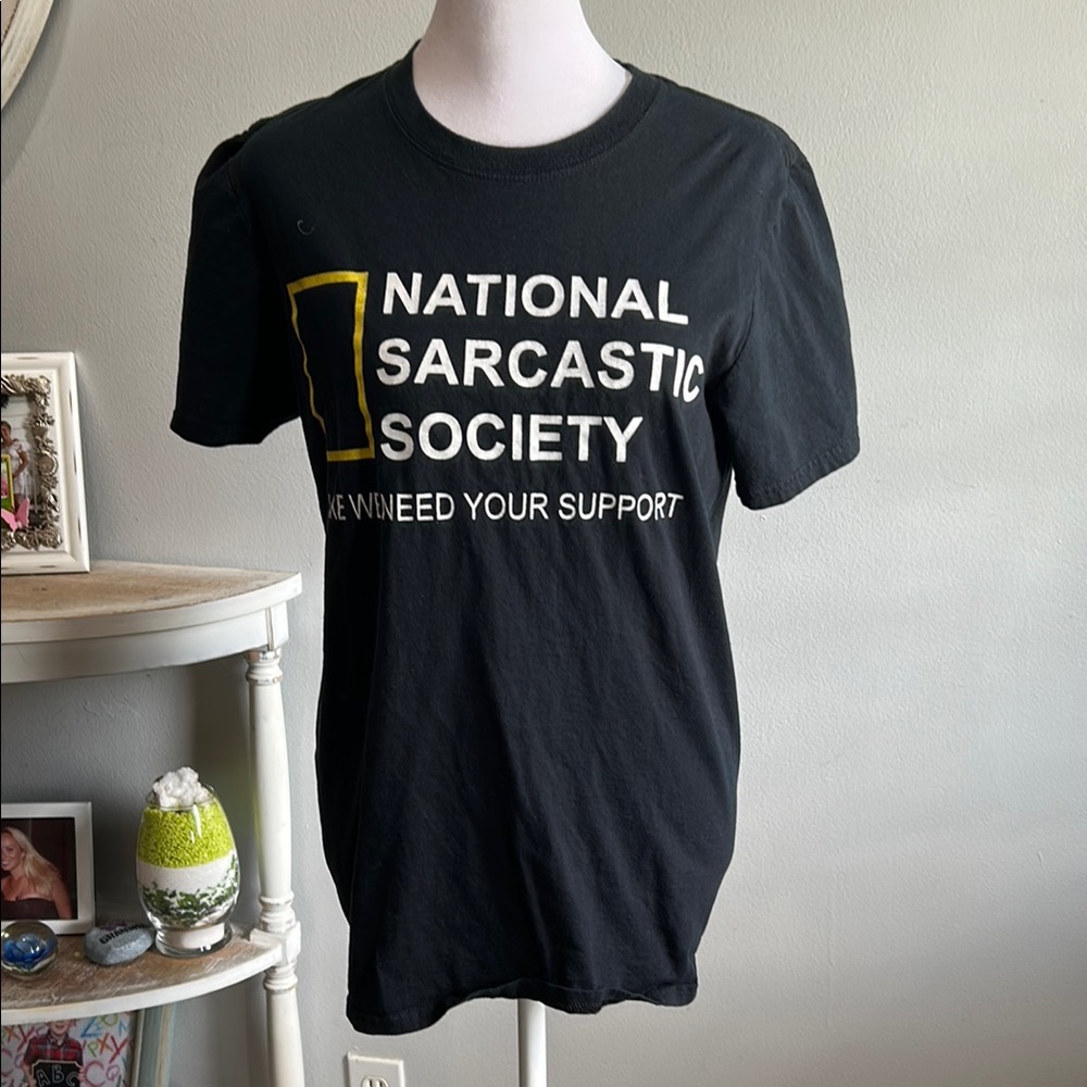 [tee luv] National Sarcastic Society Black T-Shirt - Size Small
